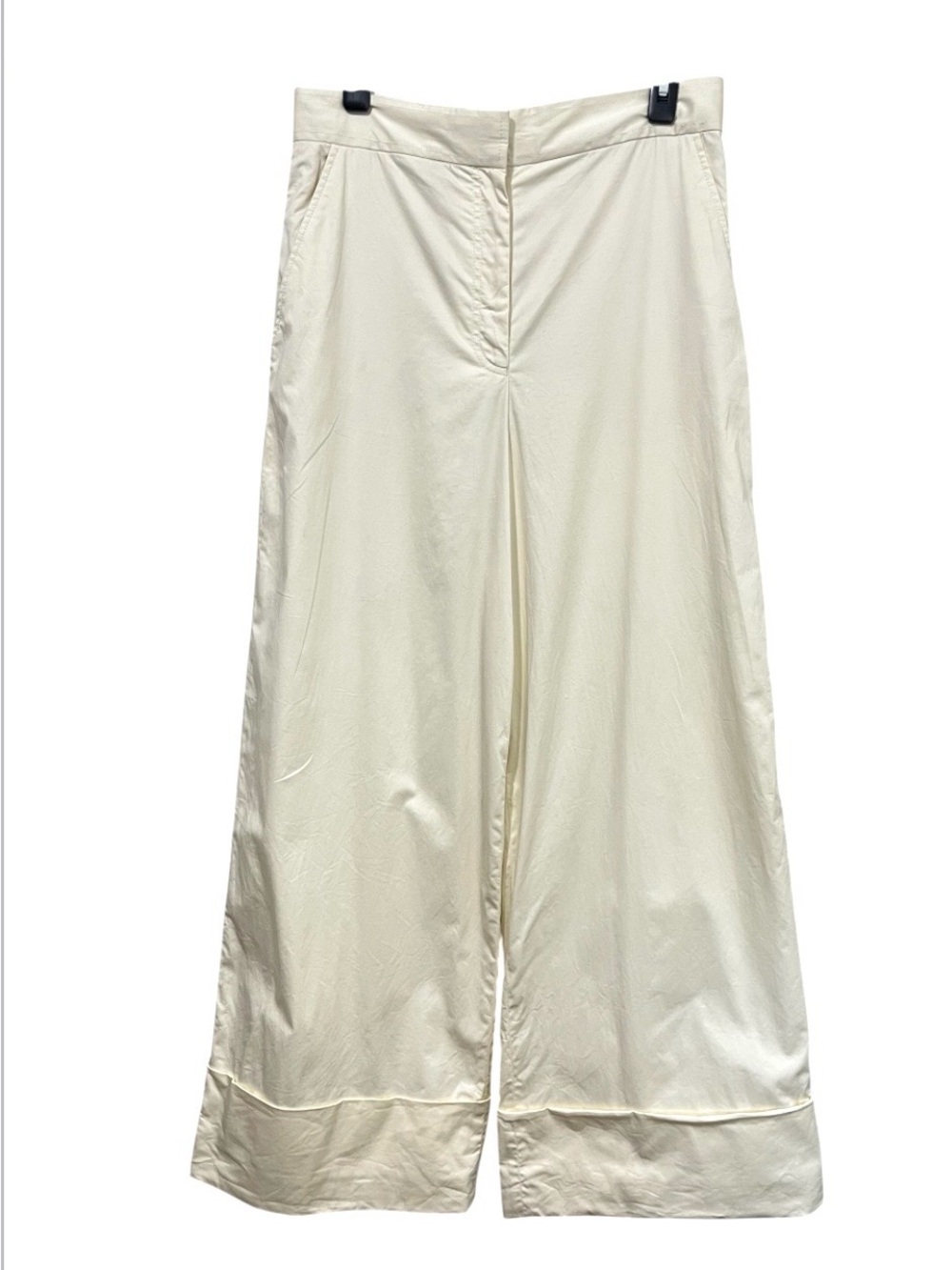 COS Cream Cuffed Wide-Leg Lightweight Pants